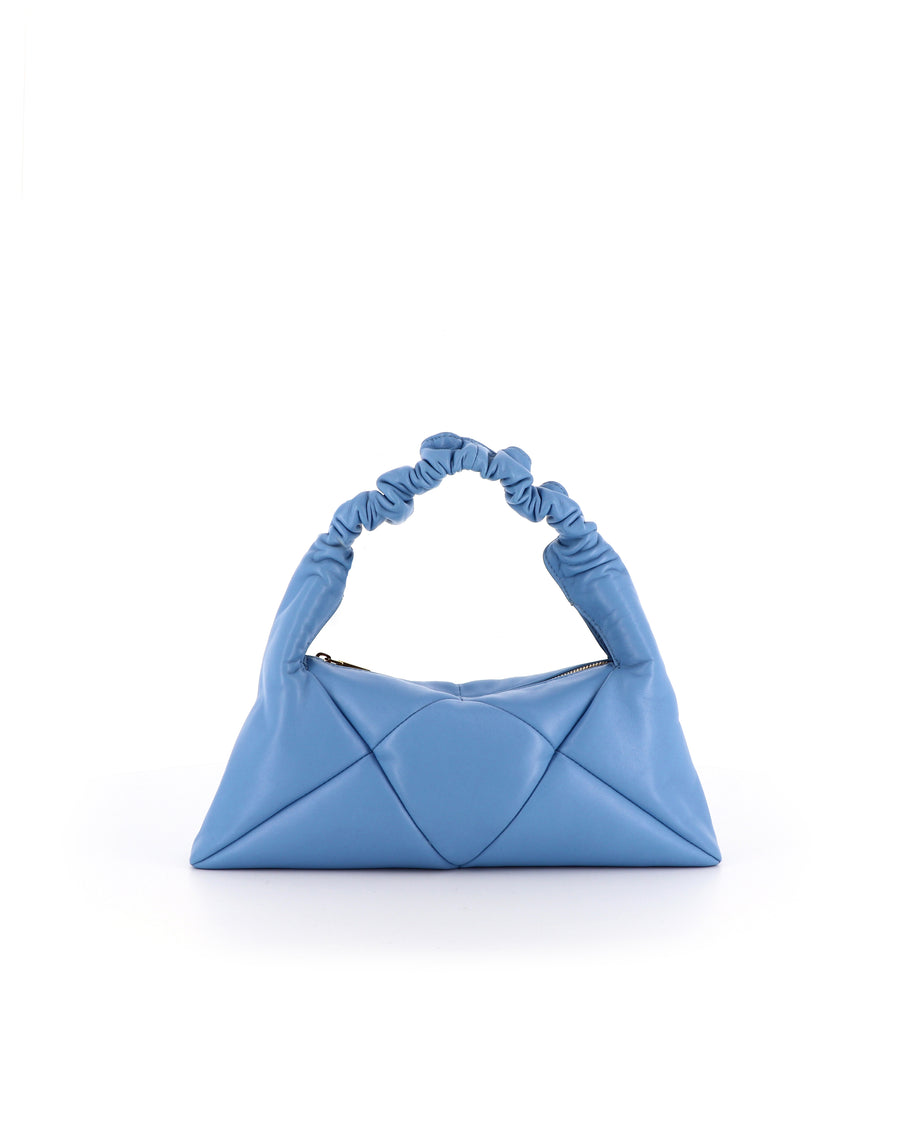 RECO handbag DIDI HOBO crafted from light blue paneled leather with a tactile and soft orignal texture from upcycled nappa leather