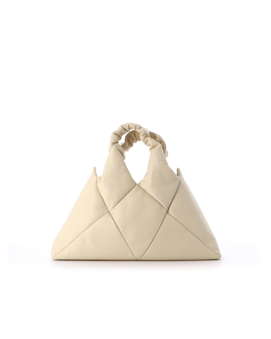 RECO handbag DIDI crafted from white paneled leather with a ruched soft handle