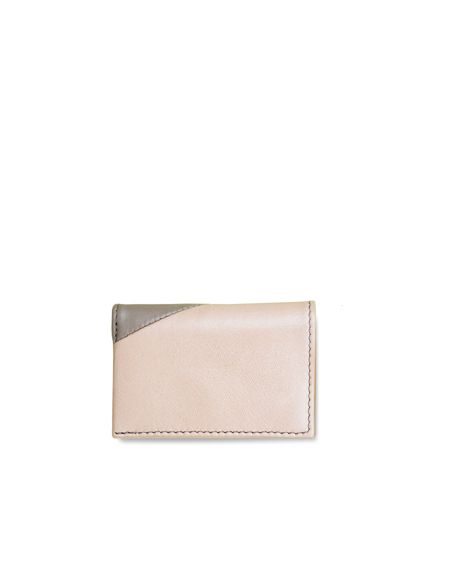 RECO Paris DIAGO card holder back view showing soft grey and nude Nappa leather and refined craftsmanship.