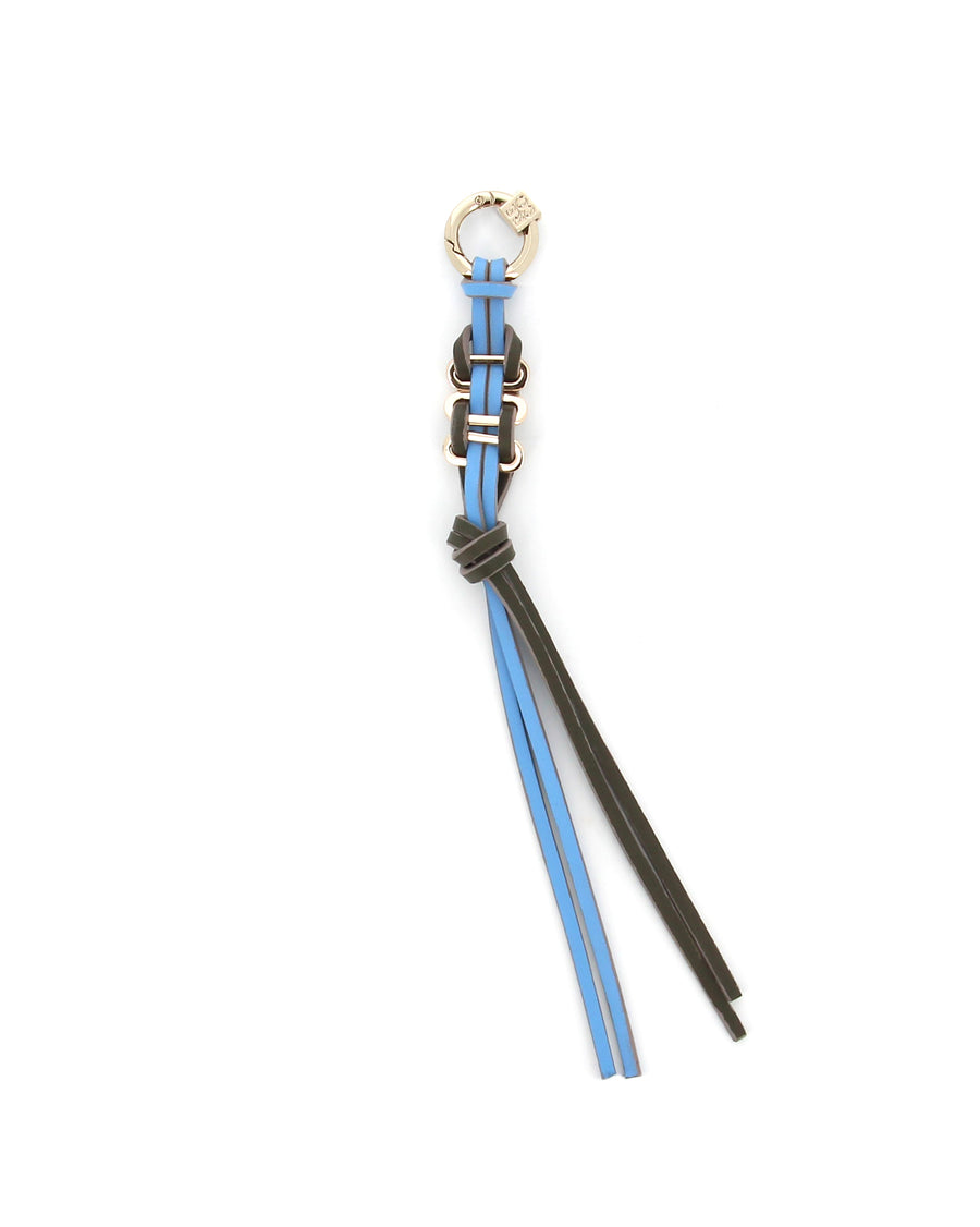 Twist Charm in celeste blue & kaki, made in Paris, inclusive and handcrafted