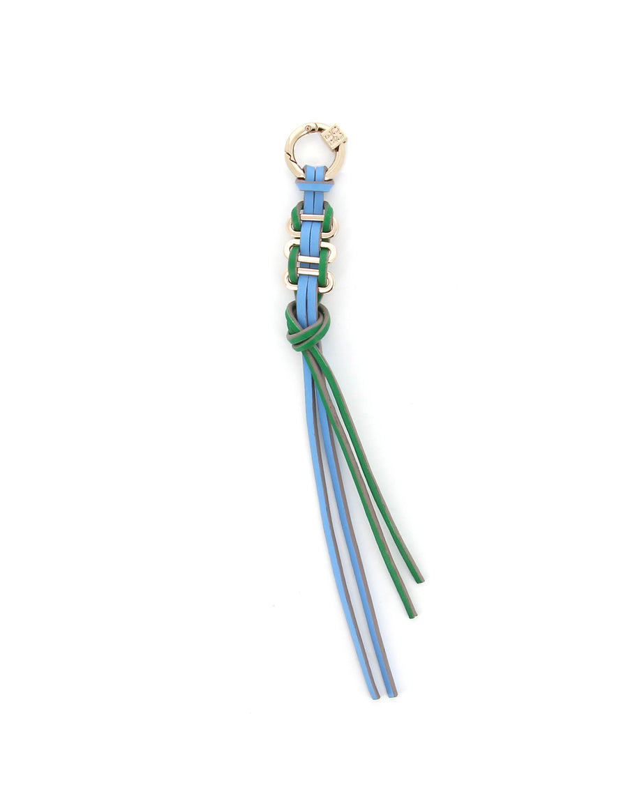 Twist Charm in celeste blue & light green, handmade, sustainable, inclusive Parisian design