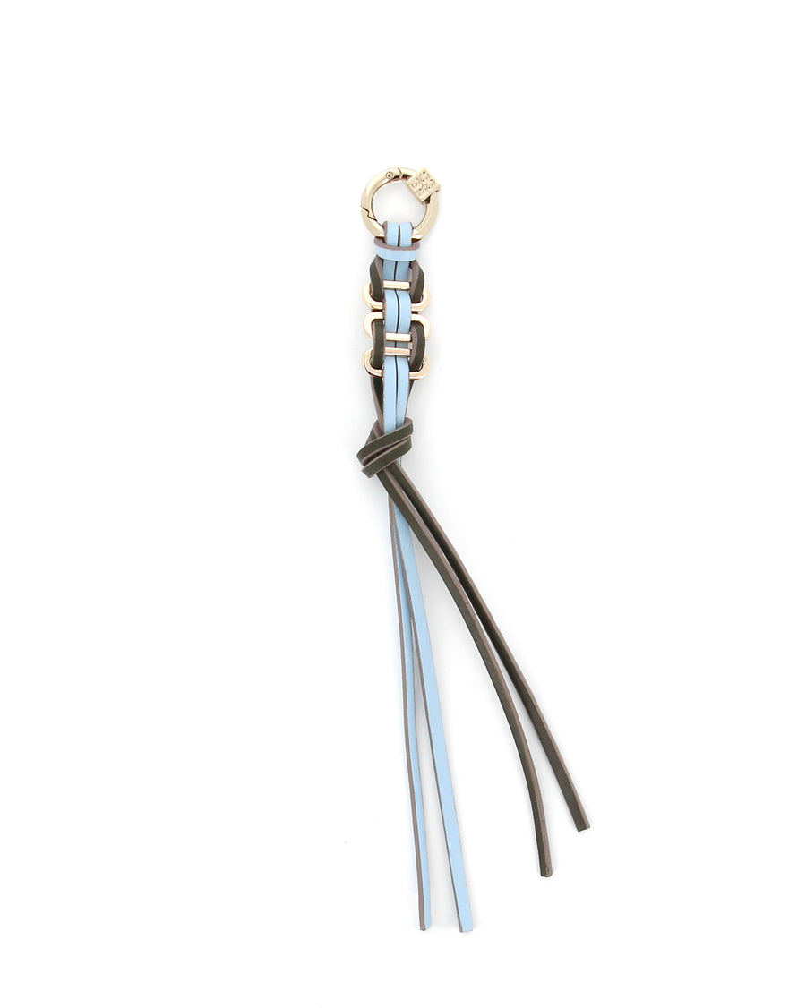 Twist Charm in light blue & kaki, handcrafted, sustainable, inclusive Parisian design