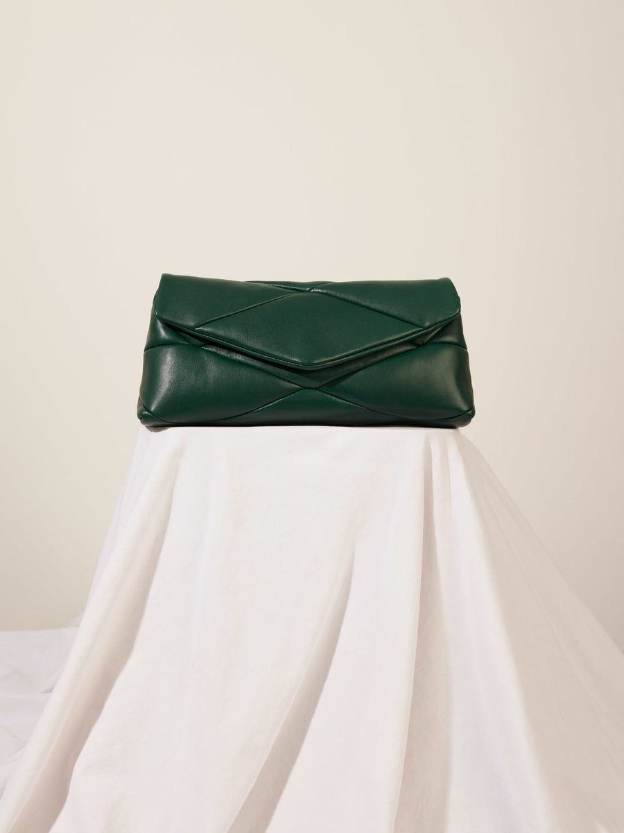 Dark green leather handbag